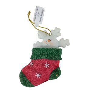 Sarah's Attic Snow Stocking Christmas Ornament Vintage